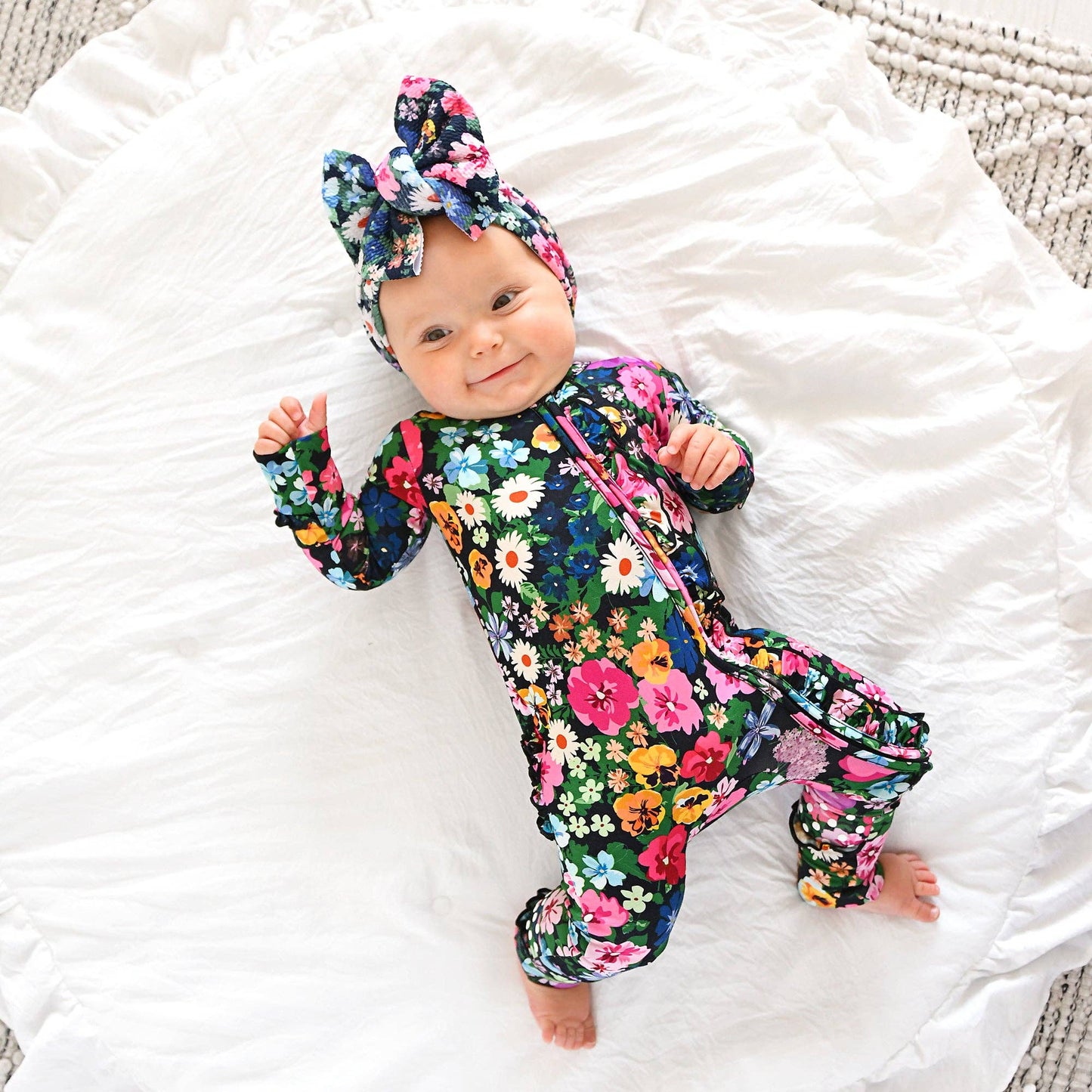 Gigi and Max - Cassandra RUFFLE ZIP Bamboo One Piece Floral Baby Clothing