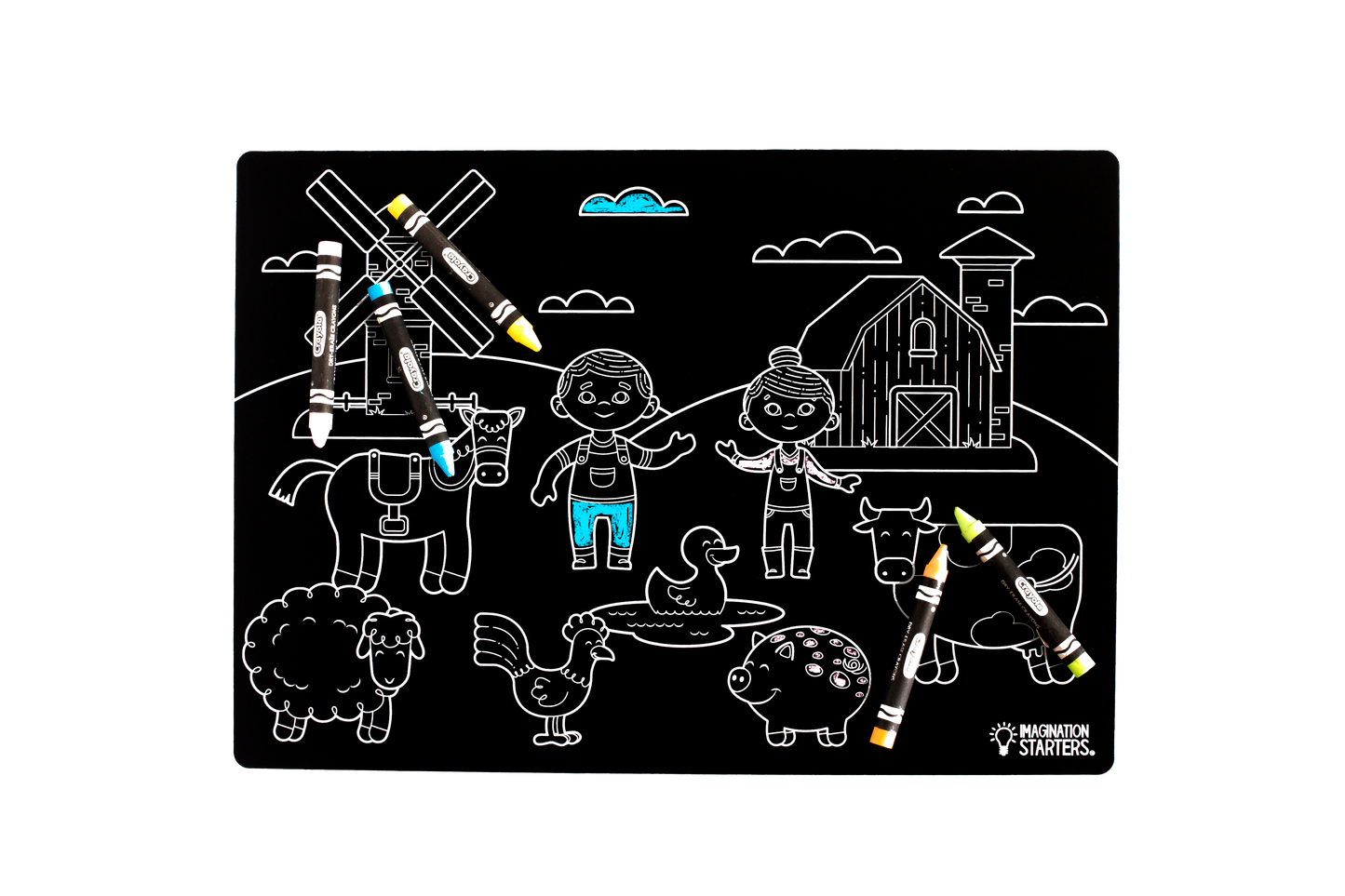 Imagination Starters - Chalkboard Farm Coloring Placemat 12x17
