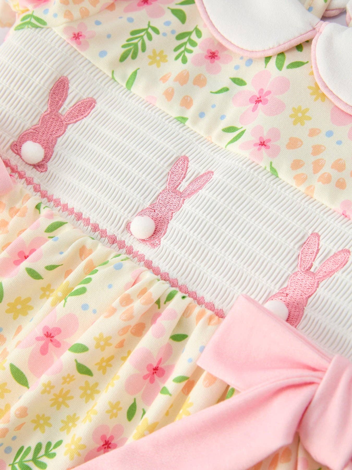Rylee Faith Designs - Easter Bunny Embroidery Smocking Cute Baby Girls Dress