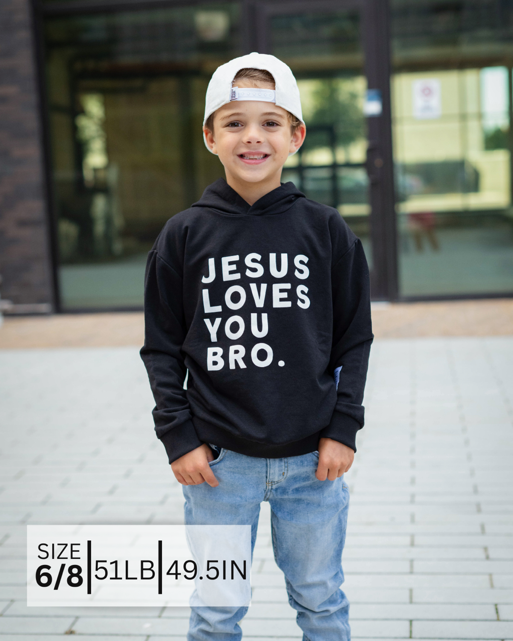 BRVE by Fletch - Jesus Loves You Bro Black Kid's Hoodie