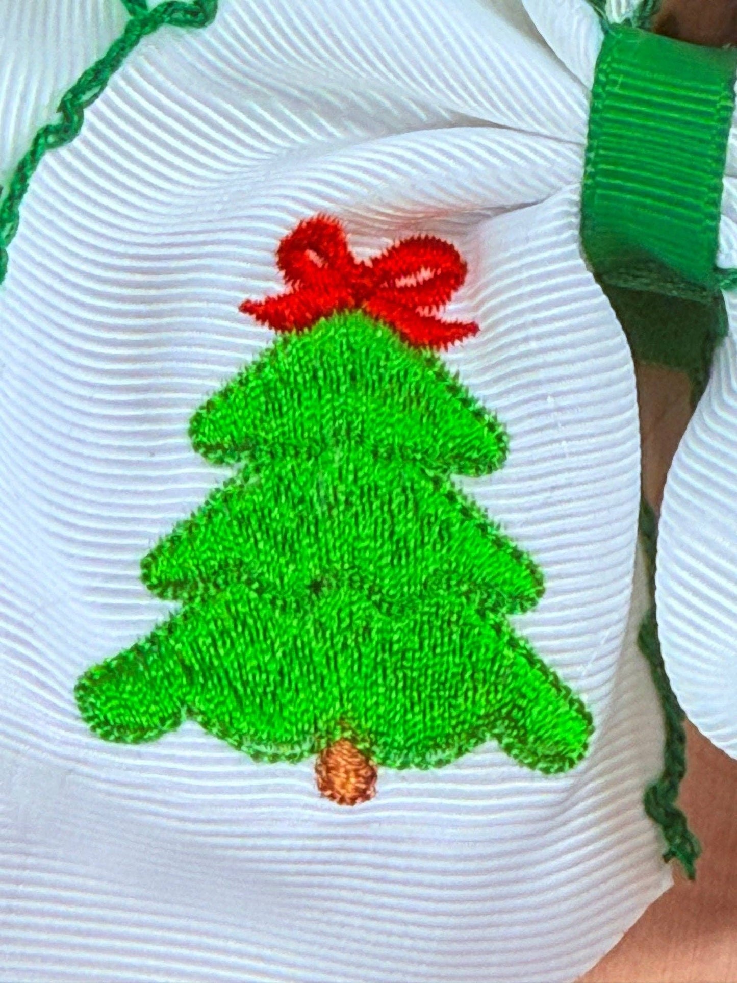 The Hair Bow Company - Christmas Tree Embroidered Hair Bow | Clip or Headband