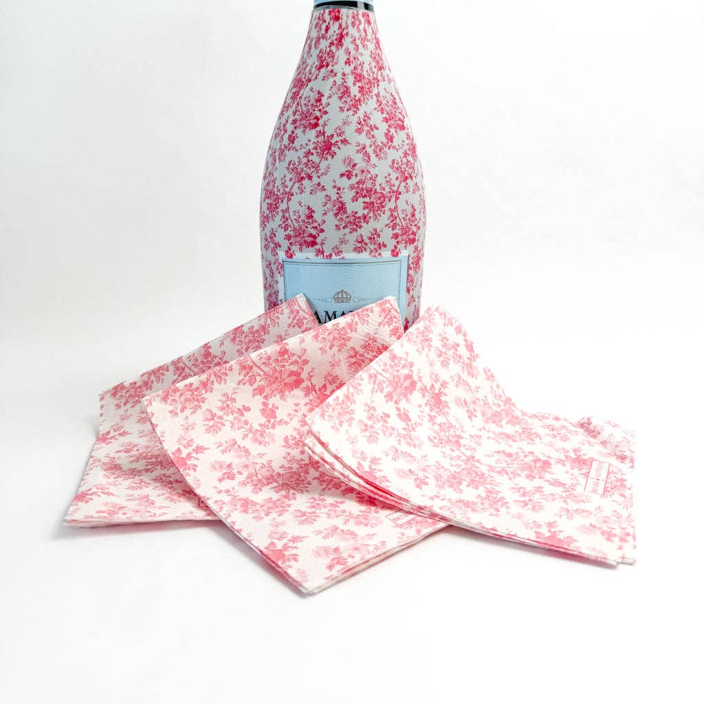 Beau Bottles - Beau Bottles Pink Floral Cocktail Napkins