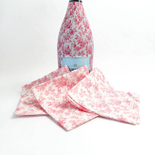 Beau Bottles - Beau Bottles Pink Floral Cocktail Napkins