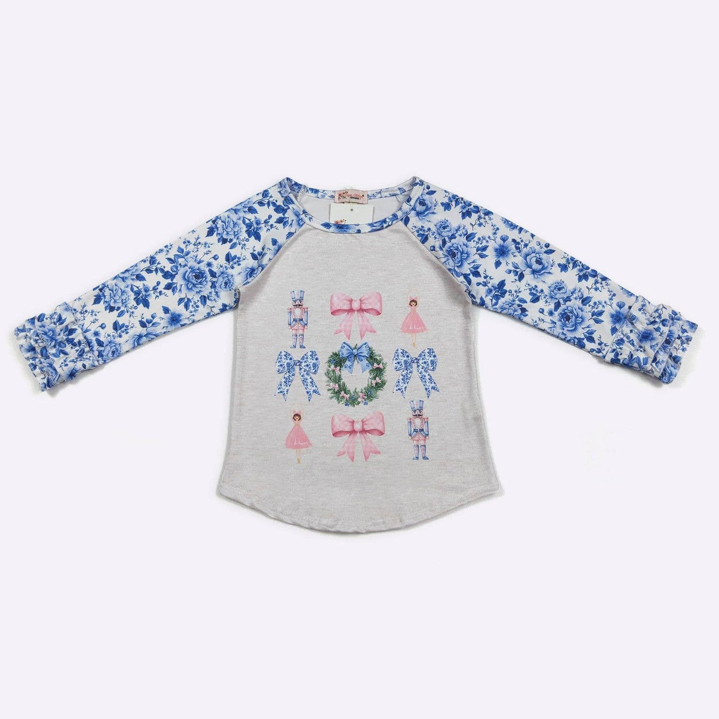 Clover Cottage - Blue Damask Nutcracker Raglan
