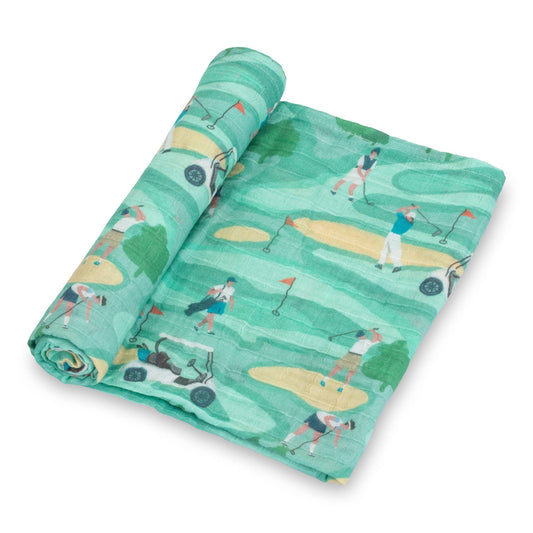 Par-Tee Time Golf Theme Baby Muslin Swaddle Blanket