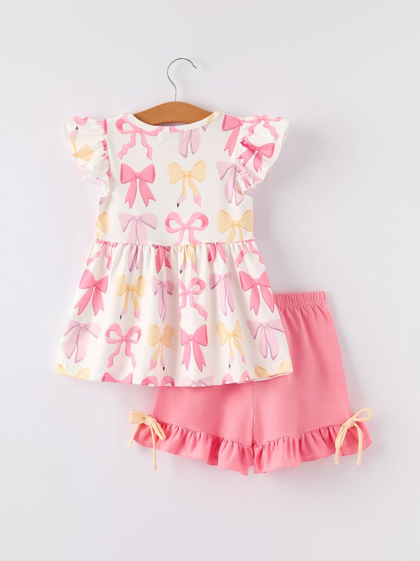 Girl's Summer Bow Short Sleeve Shorts Set
