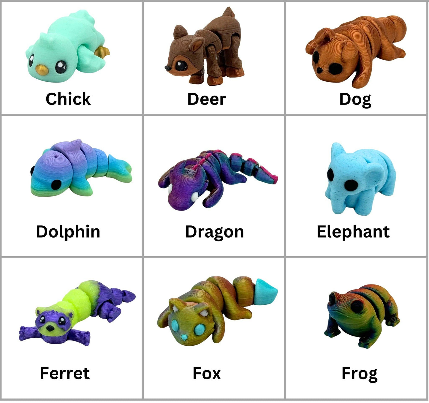 Bumpa Built - Bumpa Minis - Bulk Collectible 3D Printed Fidgets with Dump Bin Display