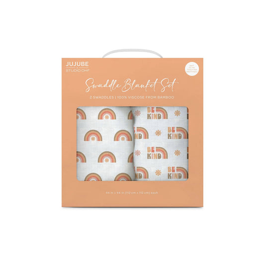 JuJuBe - Swaddle Blanket Set Be Kind Rainbows