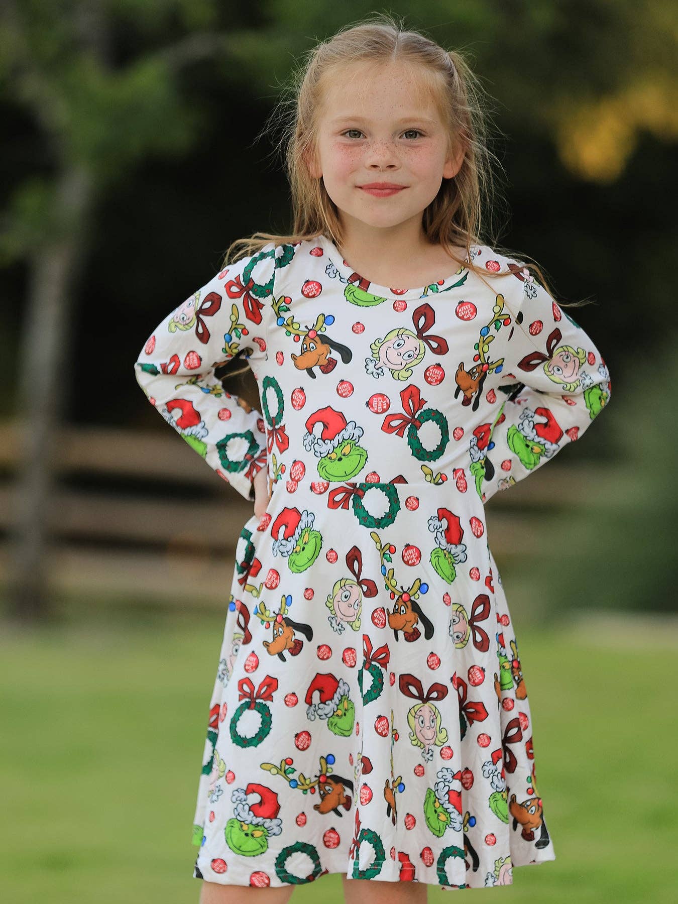 Rylee Faith Designs - Winter Christmas Character Colorful Print  Girls Dress