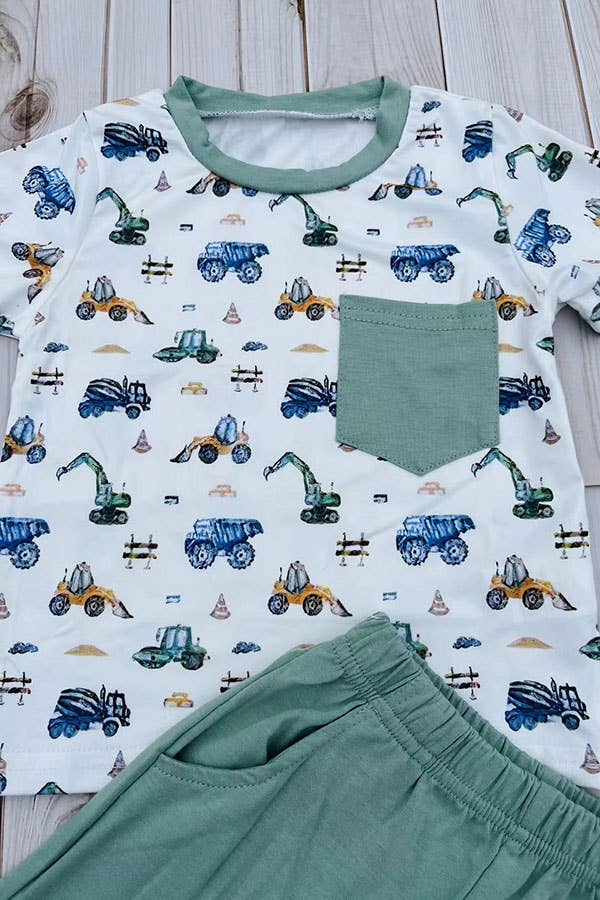 Construction Vehicles 2pc Short Set