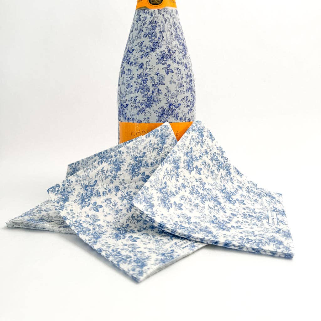Beau Bottles - Beau Bottles Blue Floral Cocktail Napkins