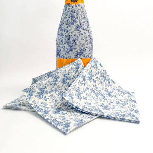 Beau Bottles - Beau Bottles Blue Floral Cocktail Napkins
