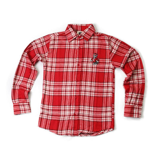 Wes and Willy - NC State Wolfpack Youth Boys Brushed Plaid LS Shirt