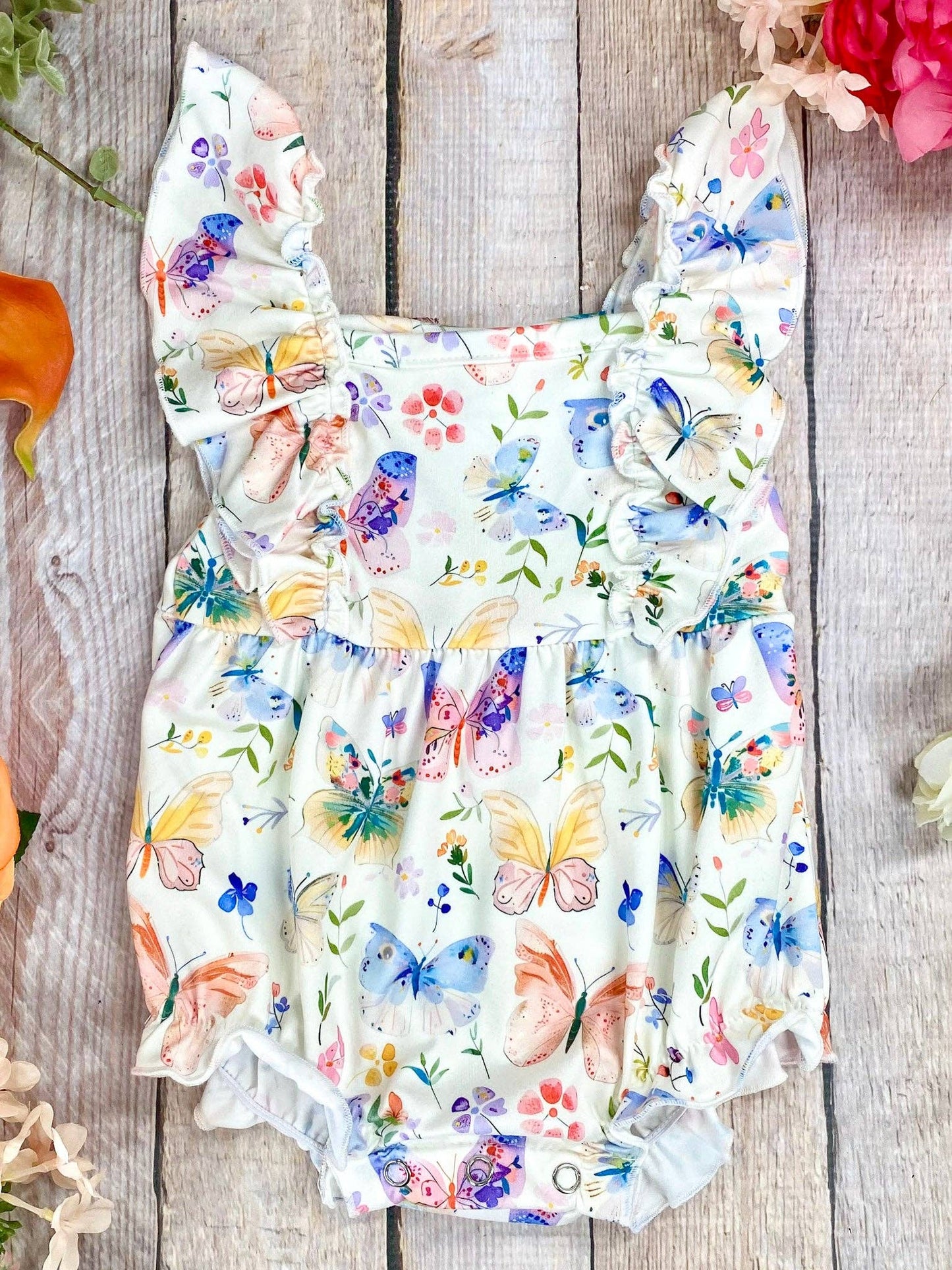 The Hair Bow Company - Butterfly Garden Ruffle Infant Romper
