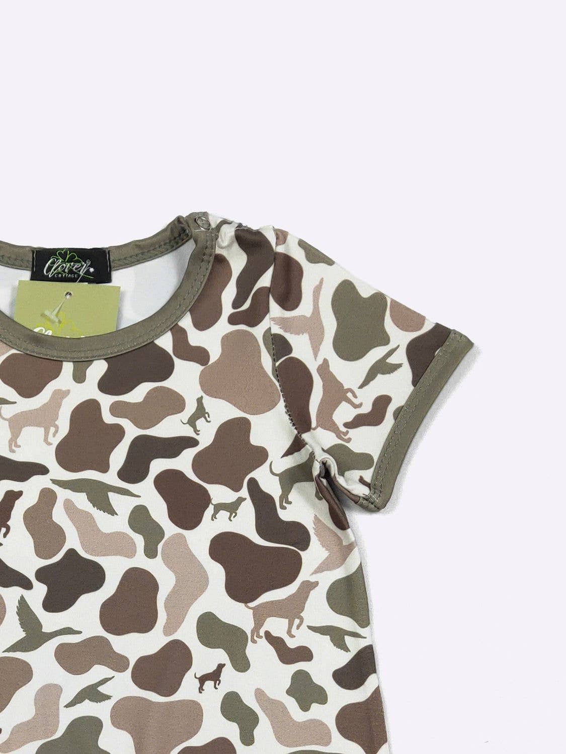 Clover Cottage - Camo Hound Boy Romper