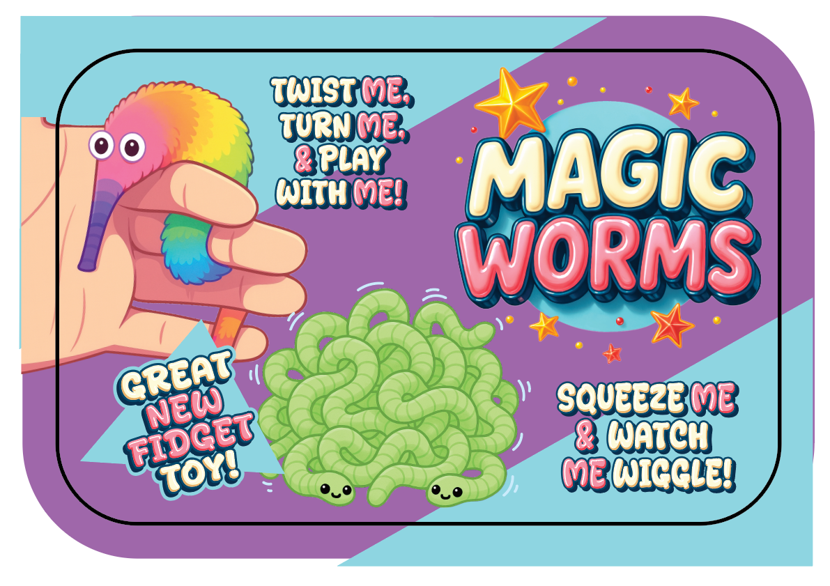Novelty Brands - So Much Fun! Magic Worms Fidget Toy Assortment - 12/Display
