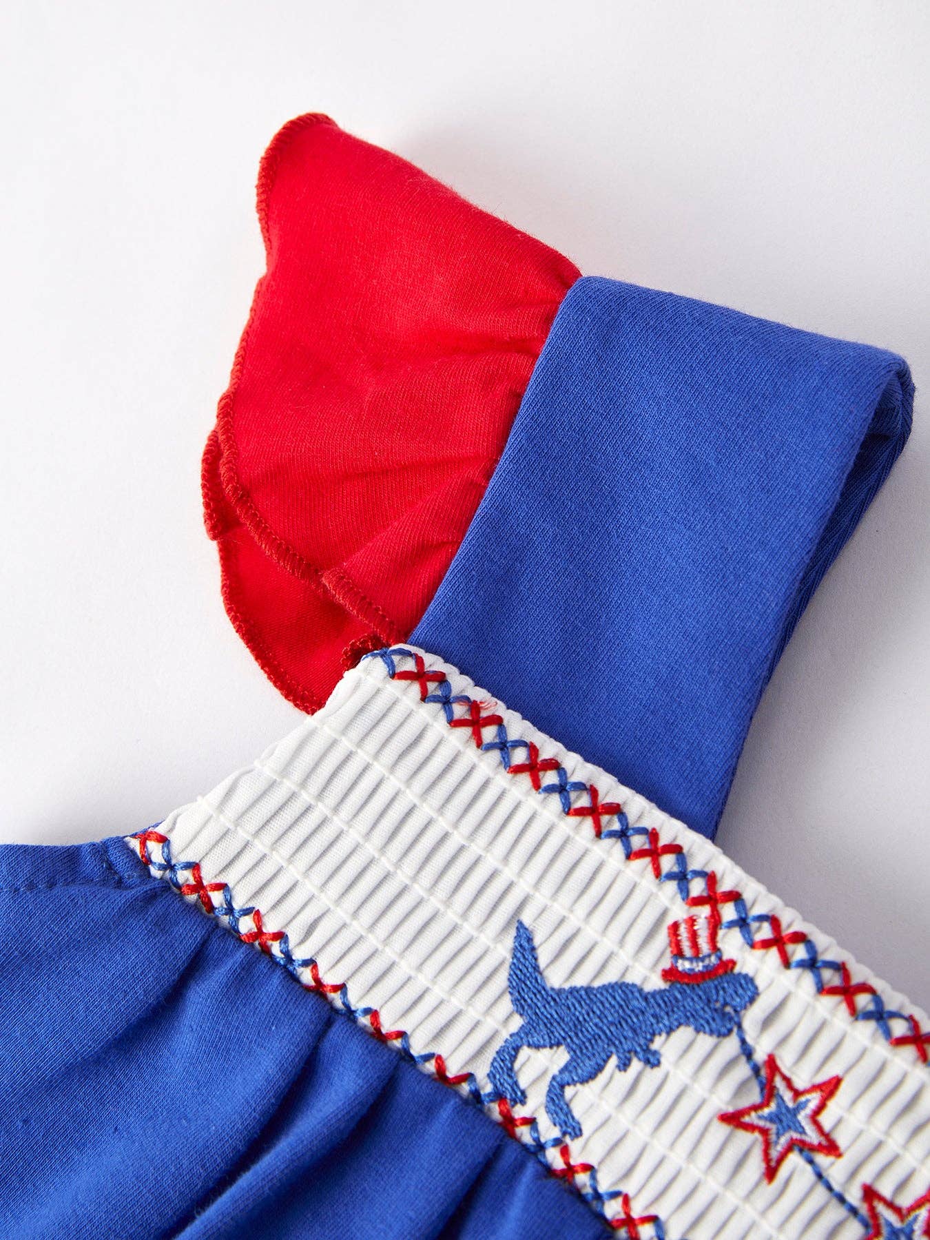 Girls Dinosaur Smock Embroidery Short Sleeved Shorts