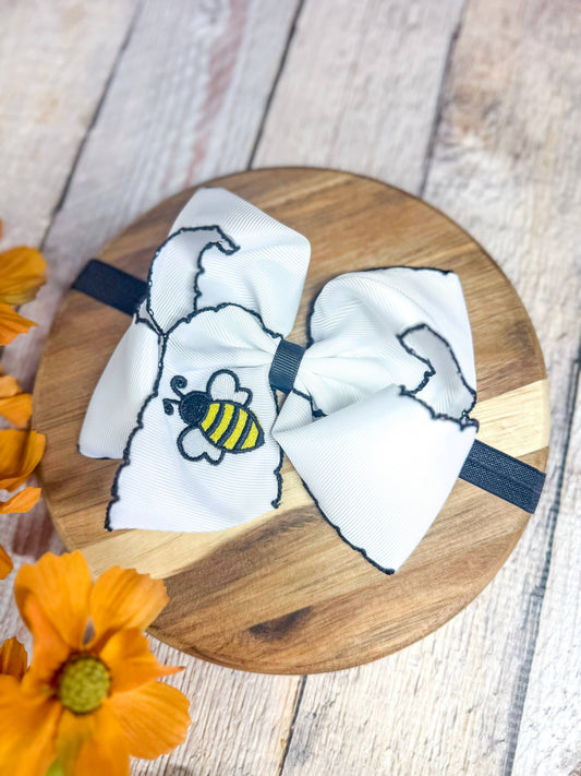 The Hair Bow Company - LIMITED EDITION: Bumblebee Embroidered Moonstitch Bow Headband