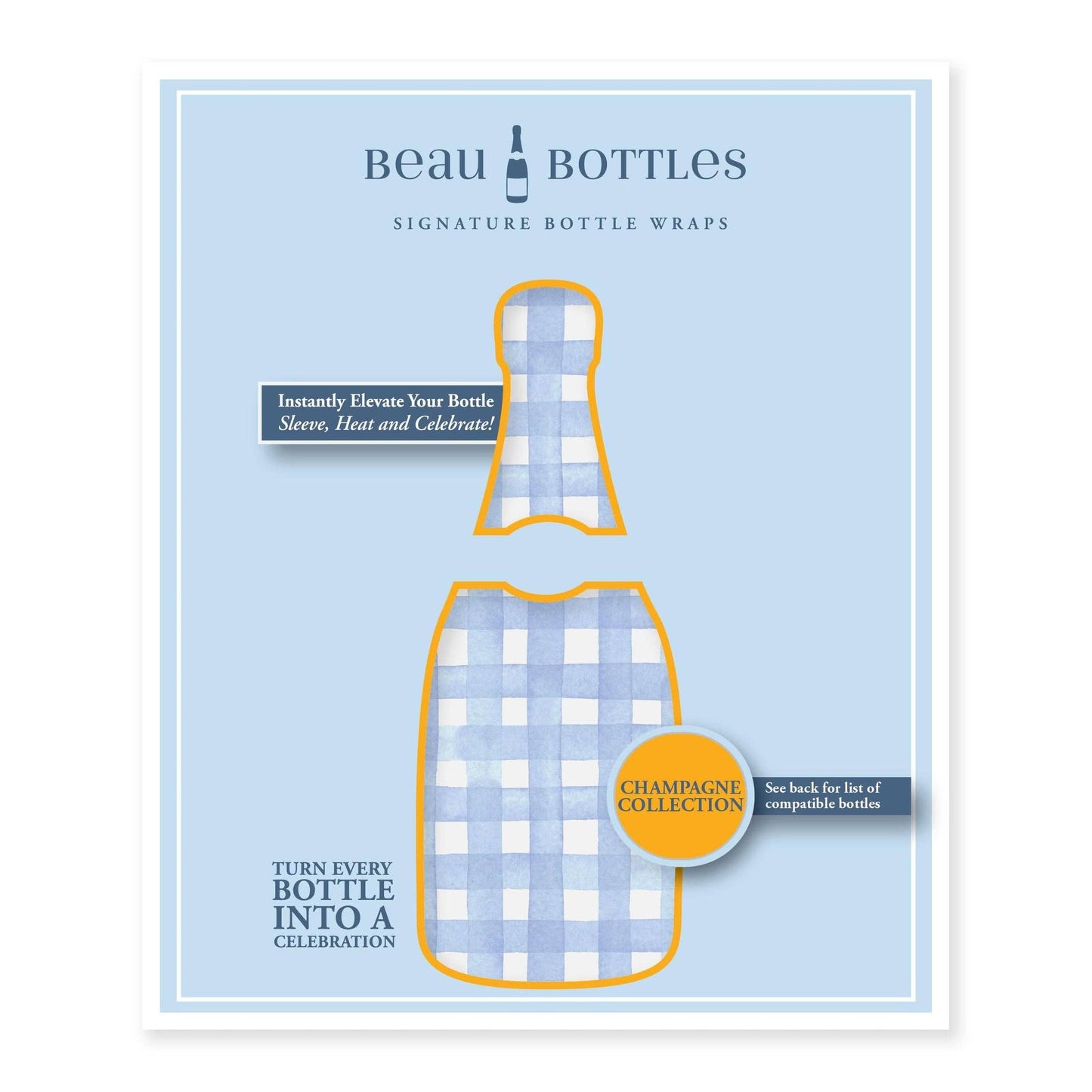 Beau Bottles - Beau Bottles Powder Blue Picnic Gingham- Champagne Collection