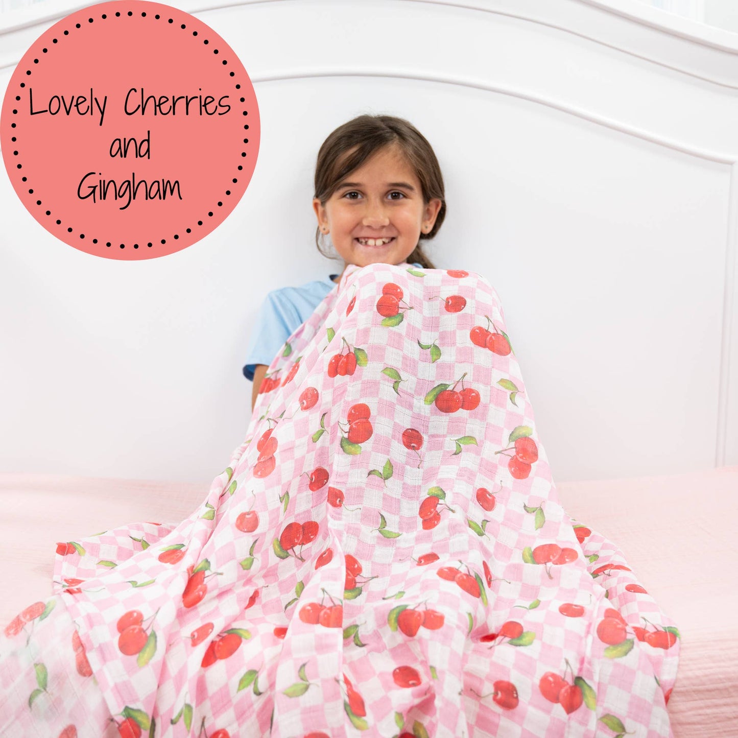 Baby Muslin Swaddle Blanket 47x47 Cherry on Top
