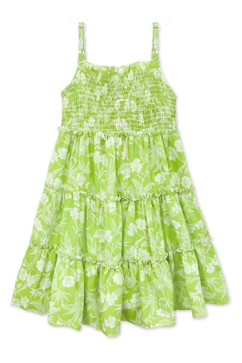 Maxi Dress w/ Back Smocking (Green Floral)