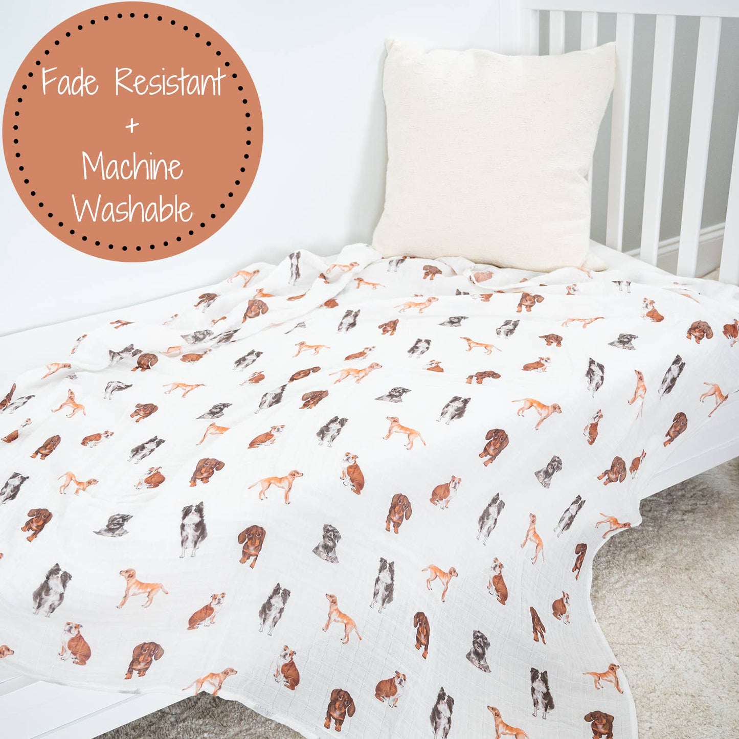 LollyBanks - Dog Print Baby Swaddle Blanket