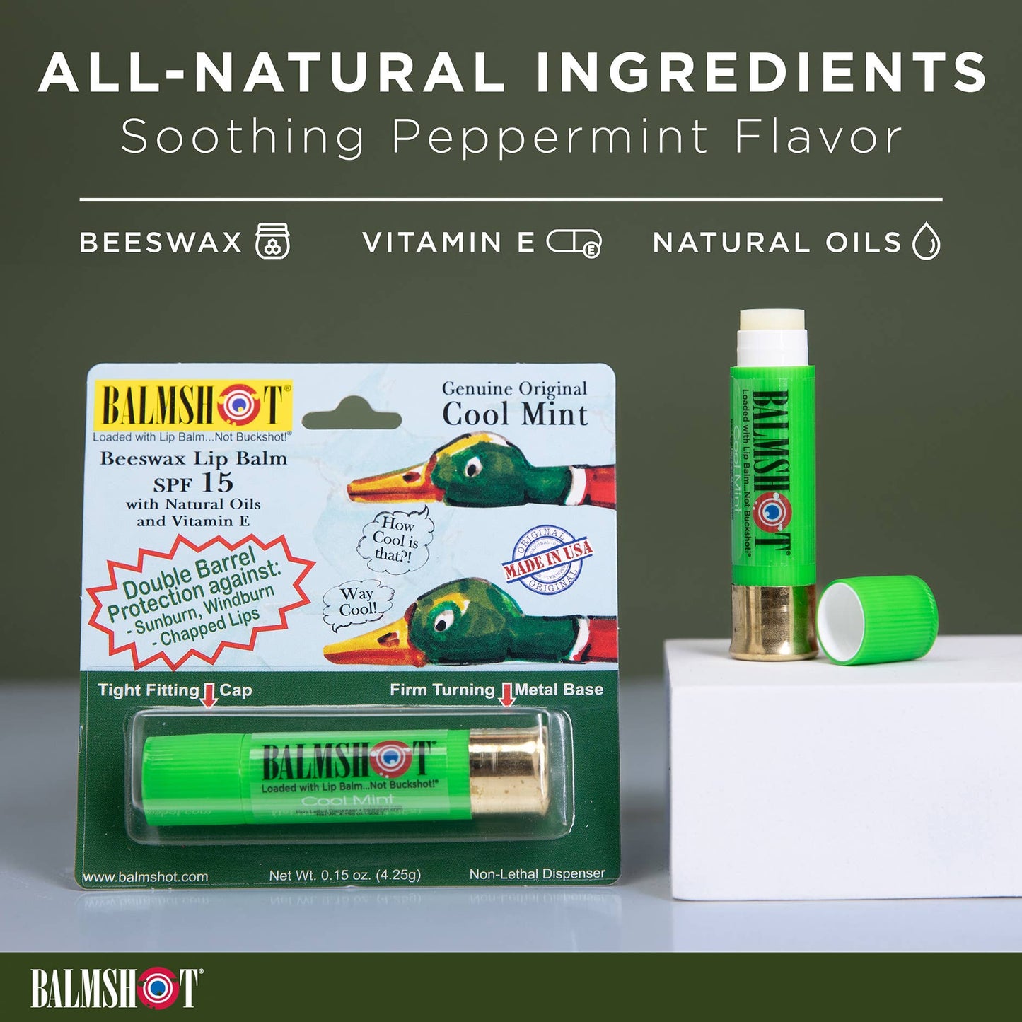 BALMSHOT Lip Balm - Cool Mint Beeswax Lip Balm