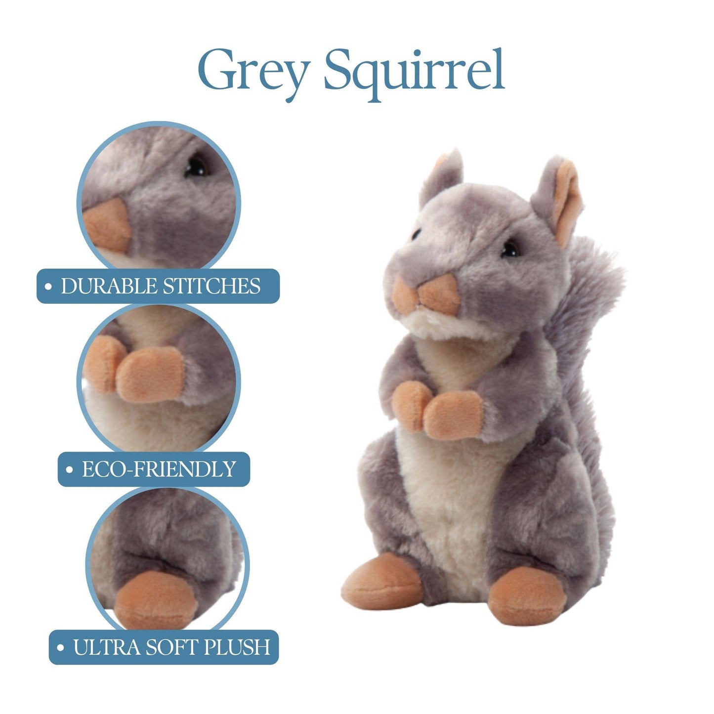 The Petting Zoo - 9" (21cm) Wild Onez Squirrel Grey