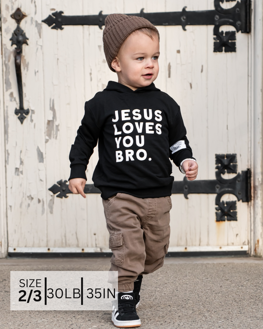 BRVE by Fletch - Jesus Loves You Bro Black Kid's Hoodie