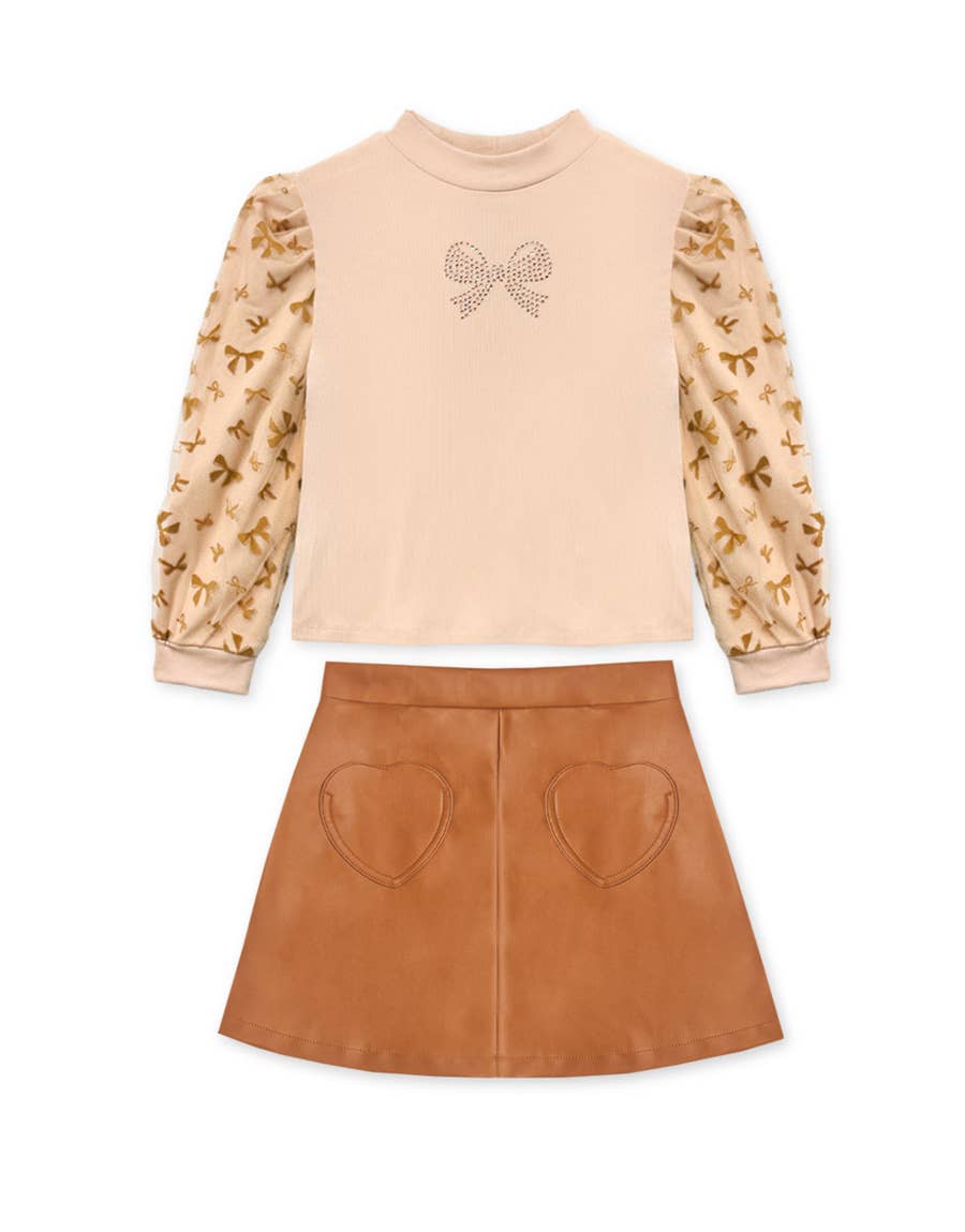 Girl's 3pc Pleather Jacket & Skirt Set