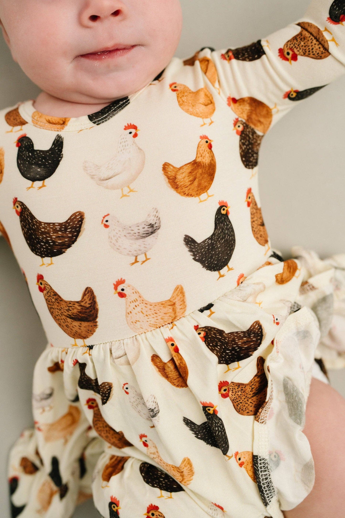 Little One Shop - Backyard Chickens Bodysuit Bamboo Dress