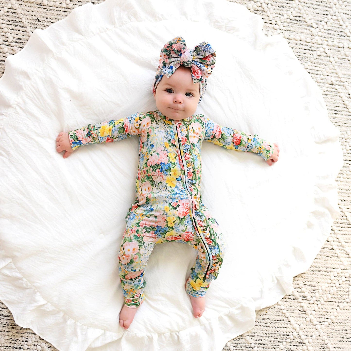Joanna RUFFLE ZIP Bamboo One Piece Floral Baby Clothing
