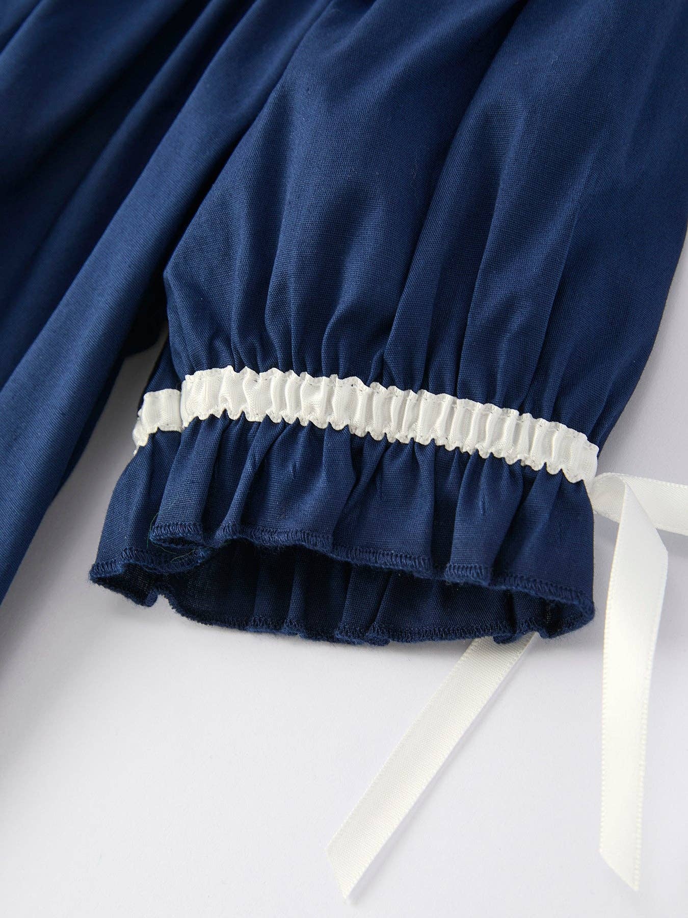 Rylee Faith Designs - Christmas Navy Blue Nativity Smocking Embroidered Dress