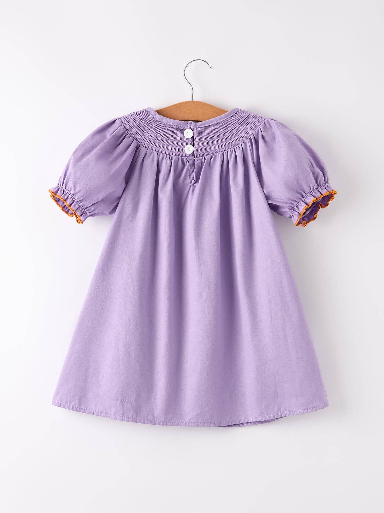 Rylee Faith Designs - Purple Halloween Smock Embroidery Baby Girl Dress
