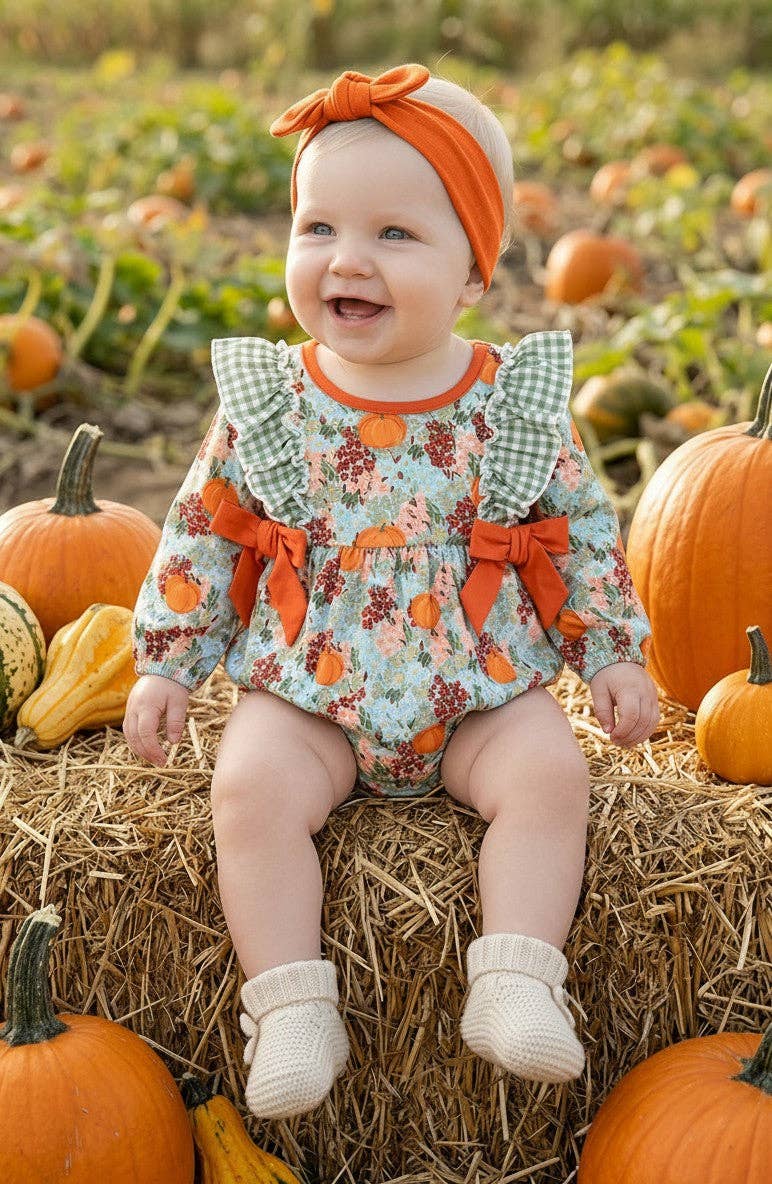 Kids Charm Online - Cute autumn flora printed bubble romper. RPG62712 AMY