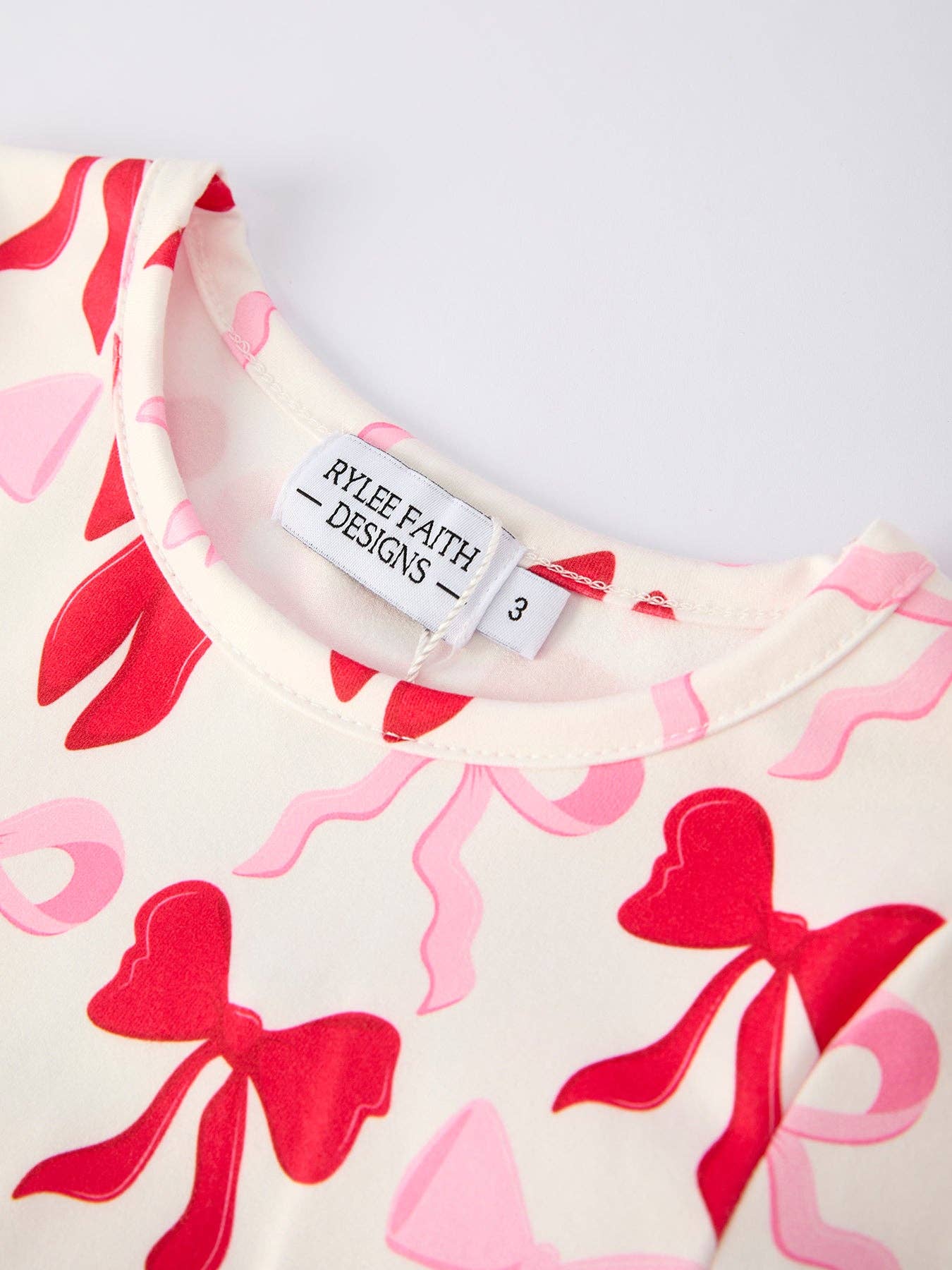 Baby Girls Valentine’s Bow Print Long Sleeve Ruffle Set
