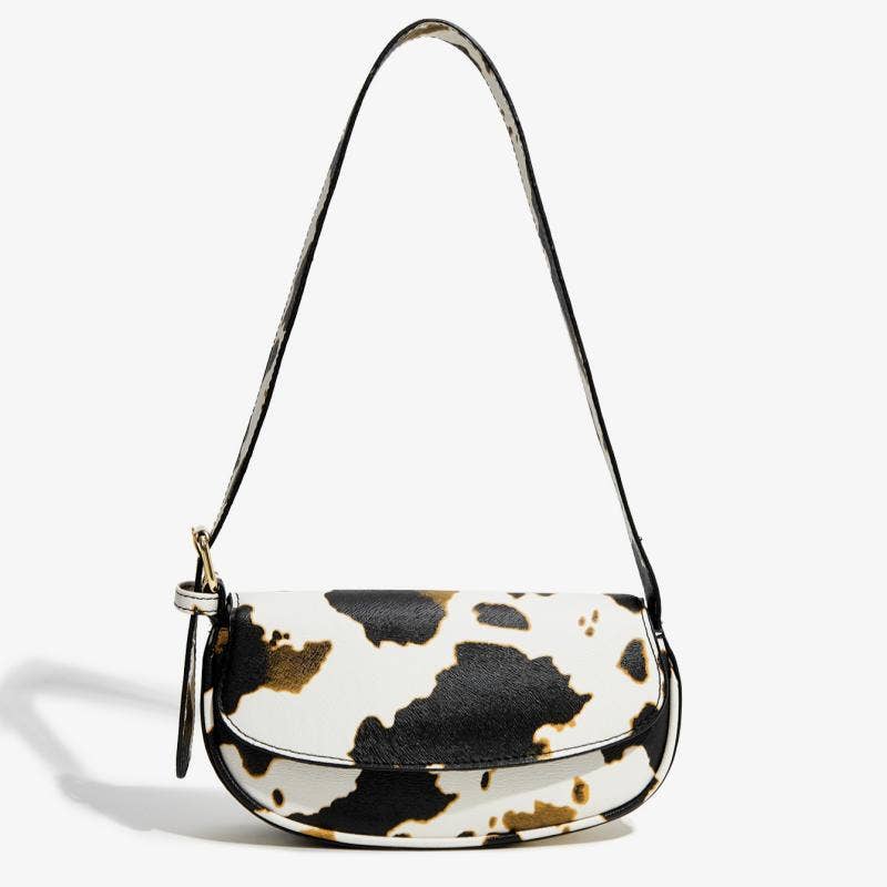 Cowhide Print Mini Shoulder Bag