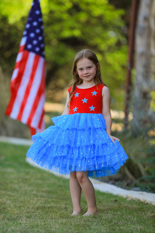4th of july Star Sleeveless Tutu Skirt