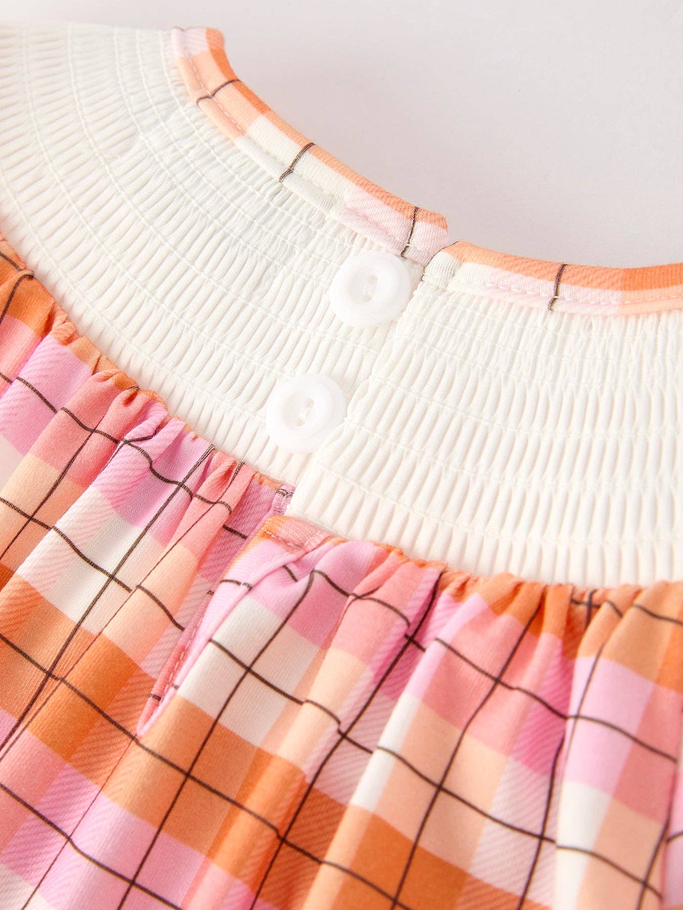 Rylee Faith Designs - Halloween Pumpkin Bow Ghost Smock Embroidered Plaid Girls Dress