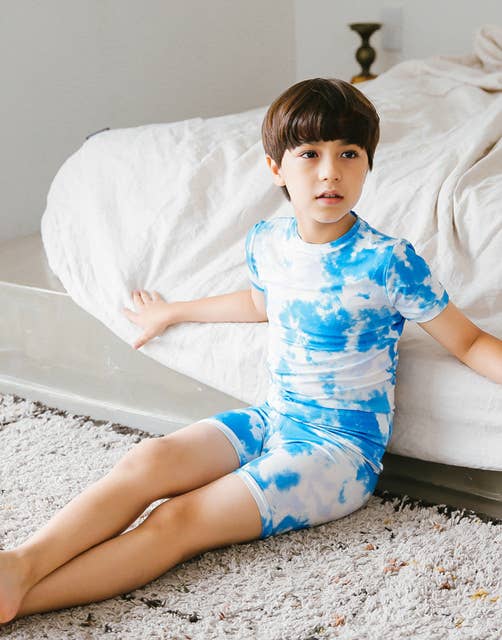 Tie Dyeing Ocean Blue Short Sleeve PJs