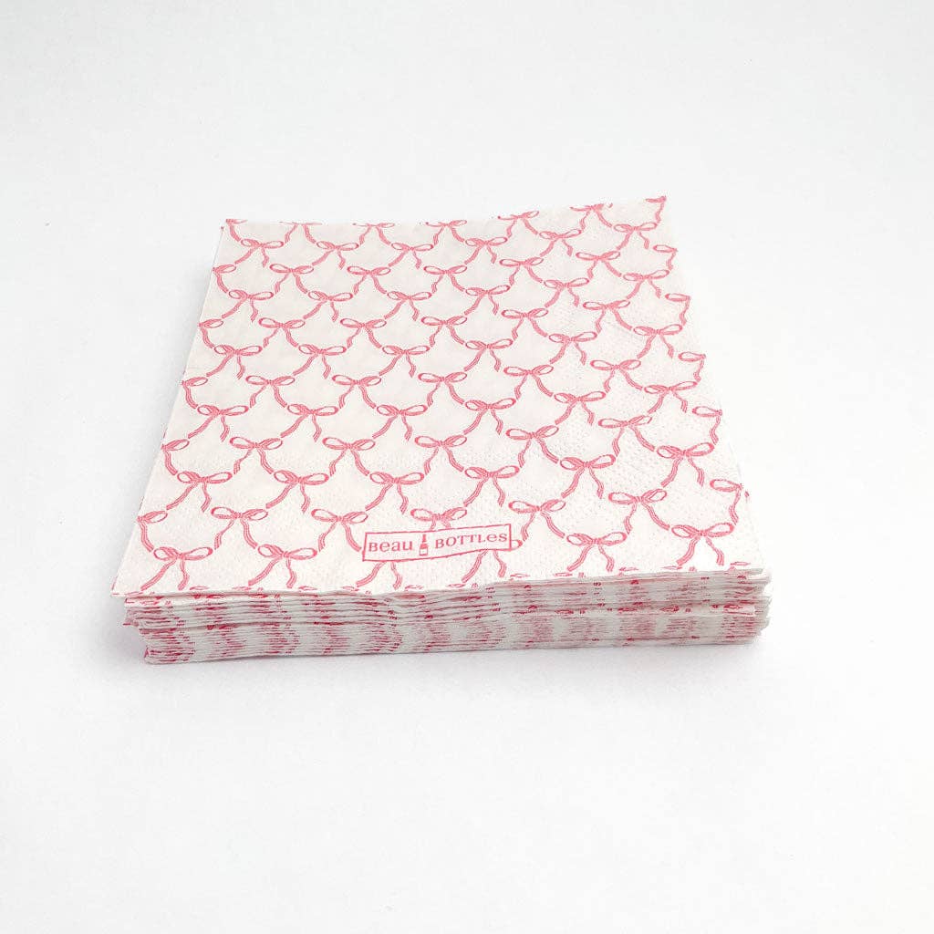 Beau Bottles - Beau Bottles Pink Bow Cocktail Napkins