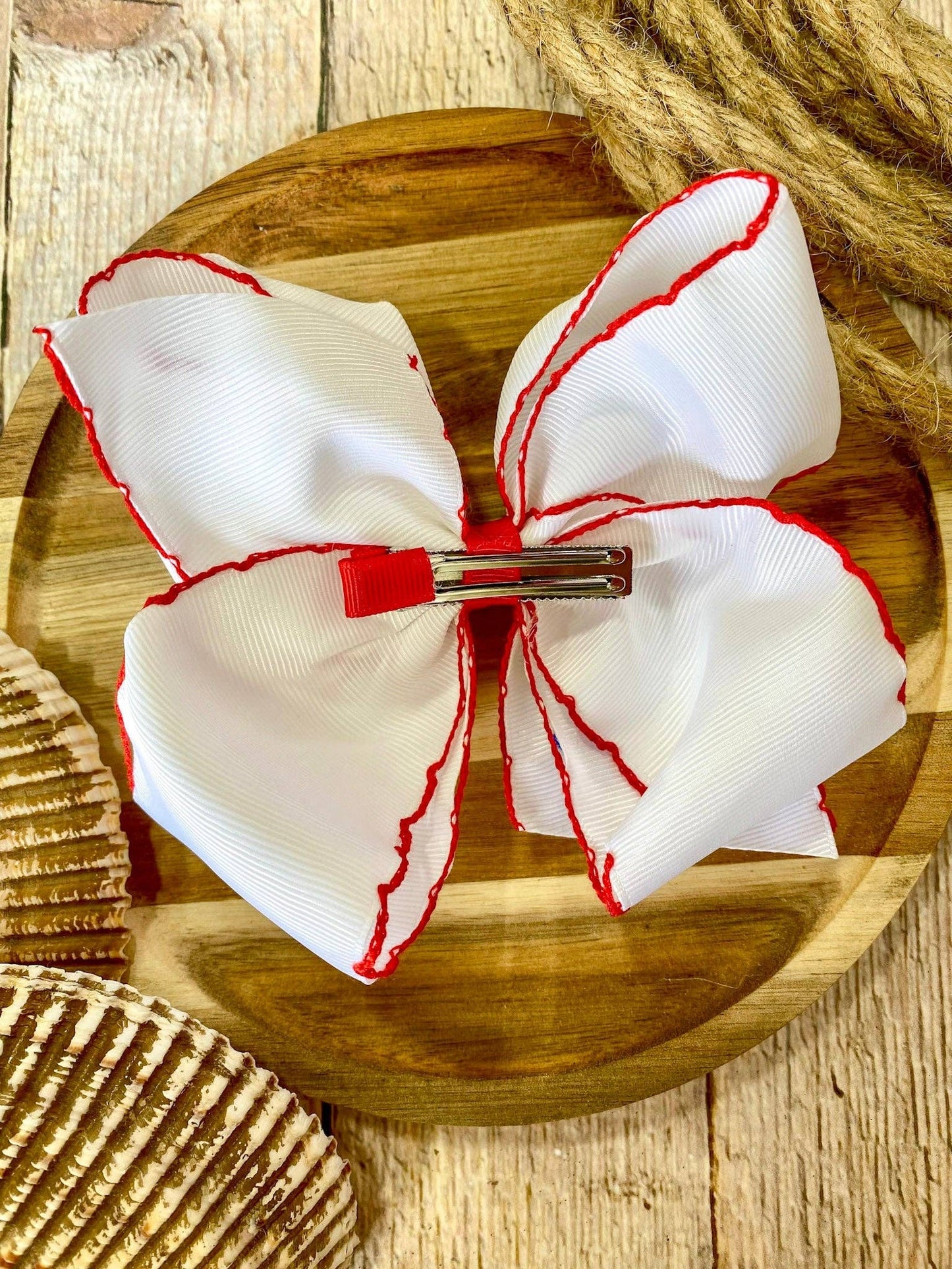 Sailboat Embroidered Classic Hair Bow | Clip