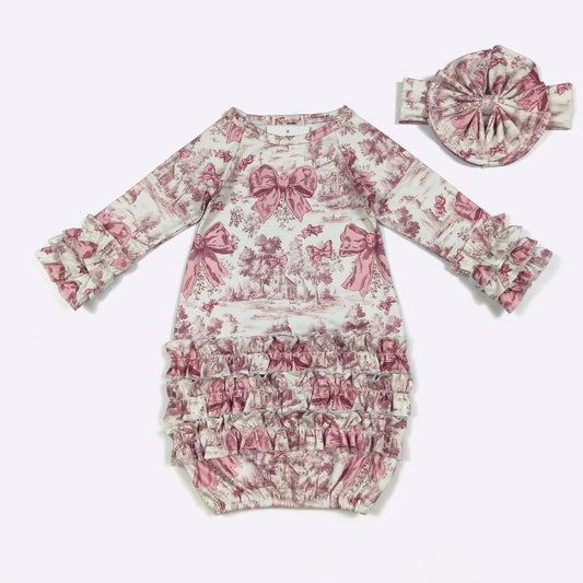 Clover Cottage - Mauve Toile Baby Gown