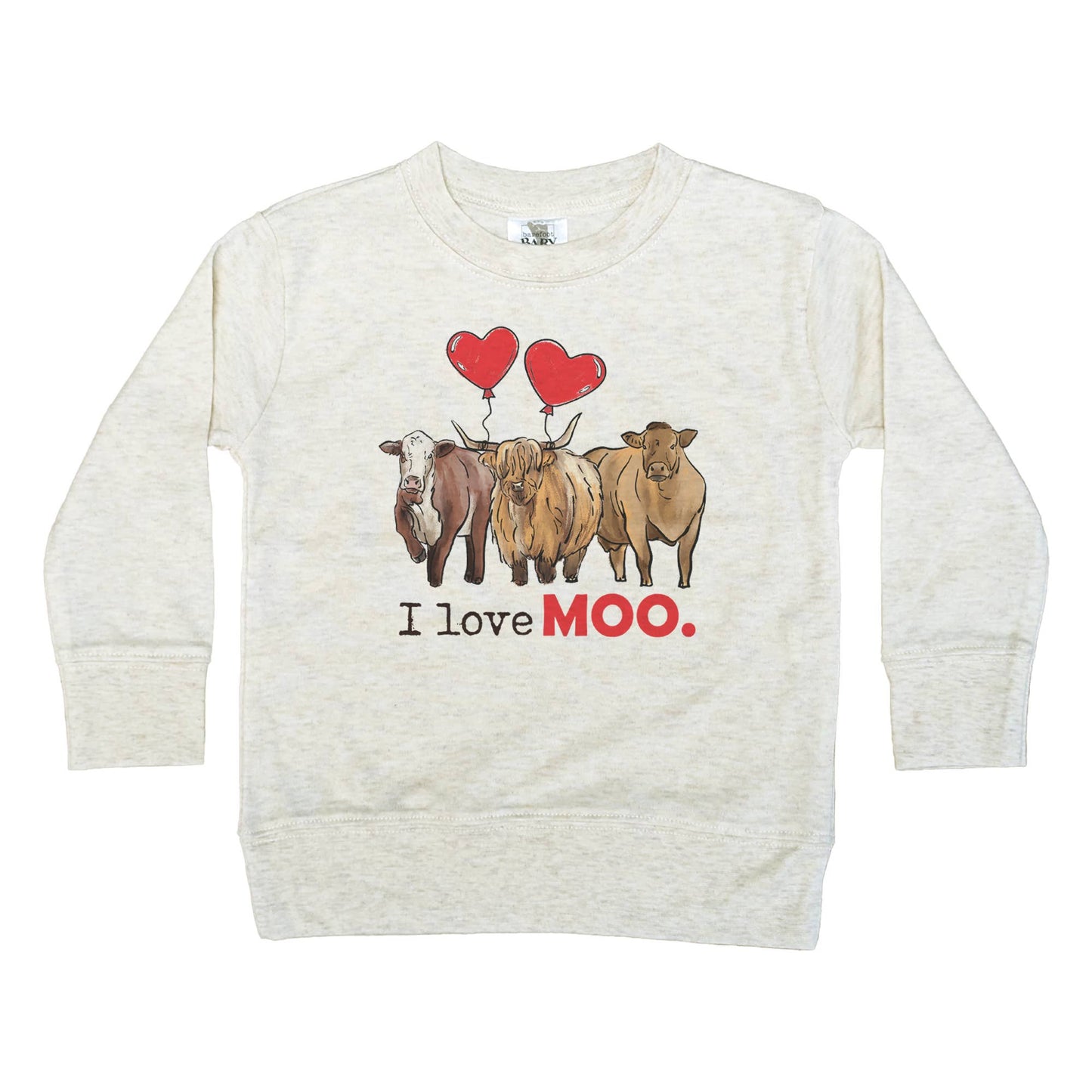 I love moo Country Cow Valentines day Kid Long Sleeve