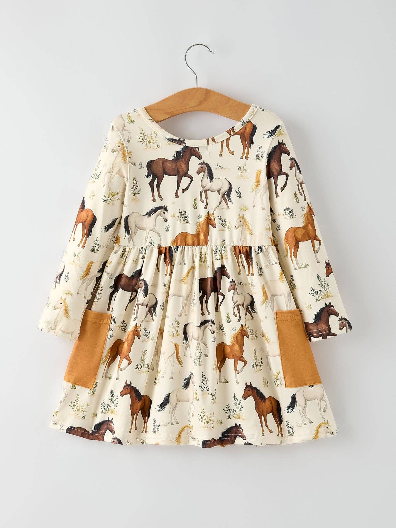 Rylee Faith Designs - Western Horse Print Long Sleeve Dress