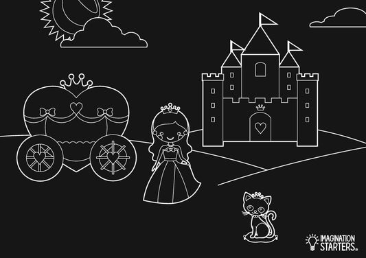Imagination Starters - Reusable Coloring Placemat Princess 12x17