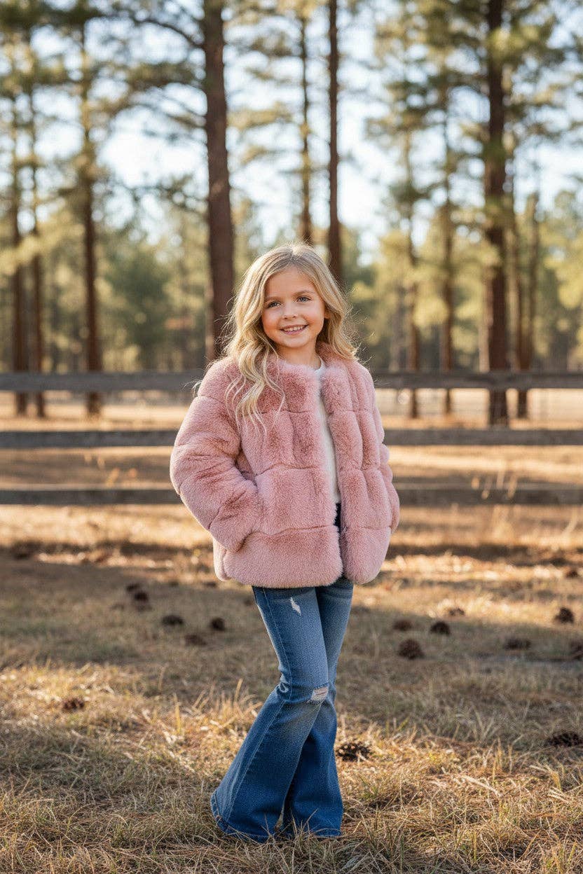 Blush fur puffy jacket
