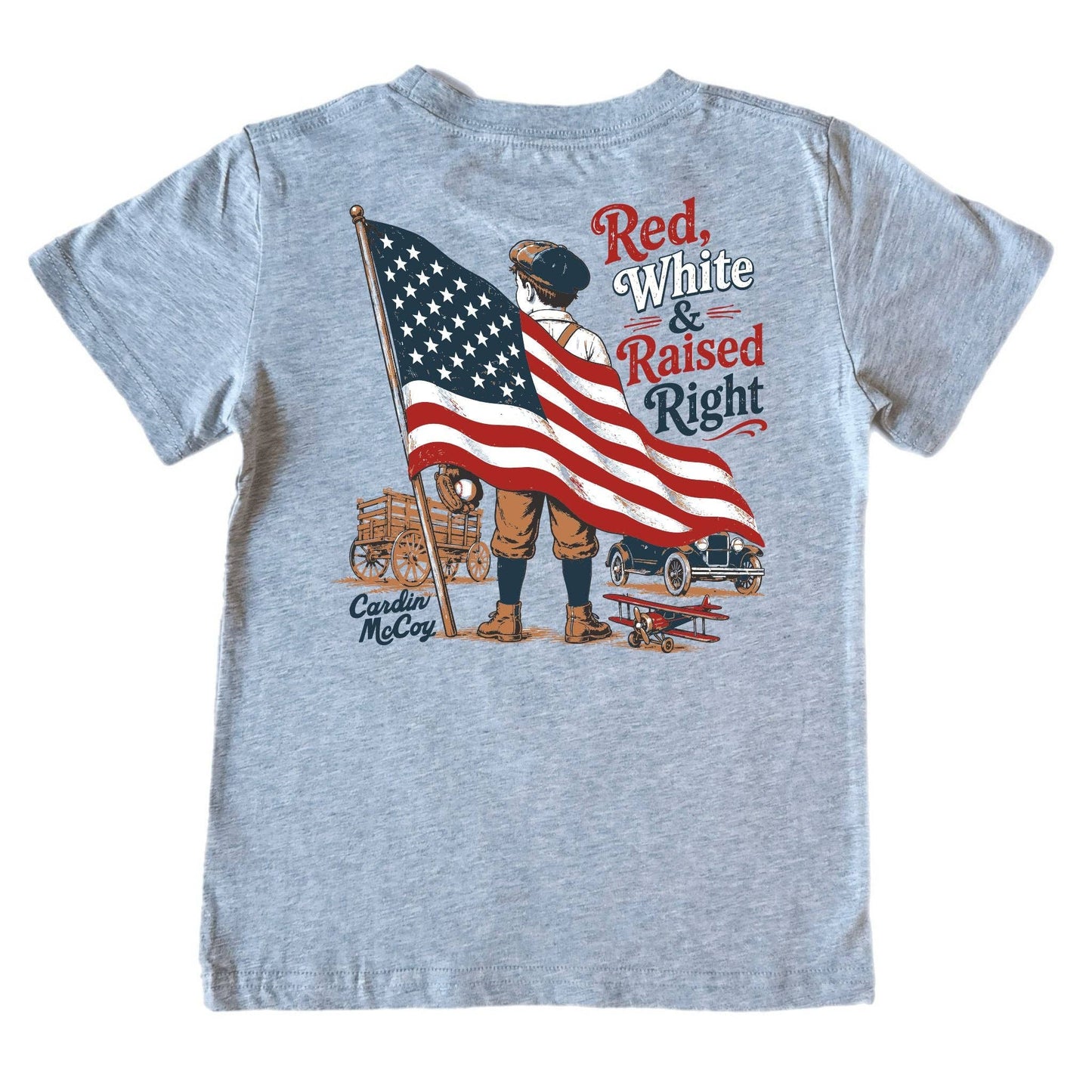 Cardin McCoy - Kids' Red, White & Raised Right Short-Sleeve Tee