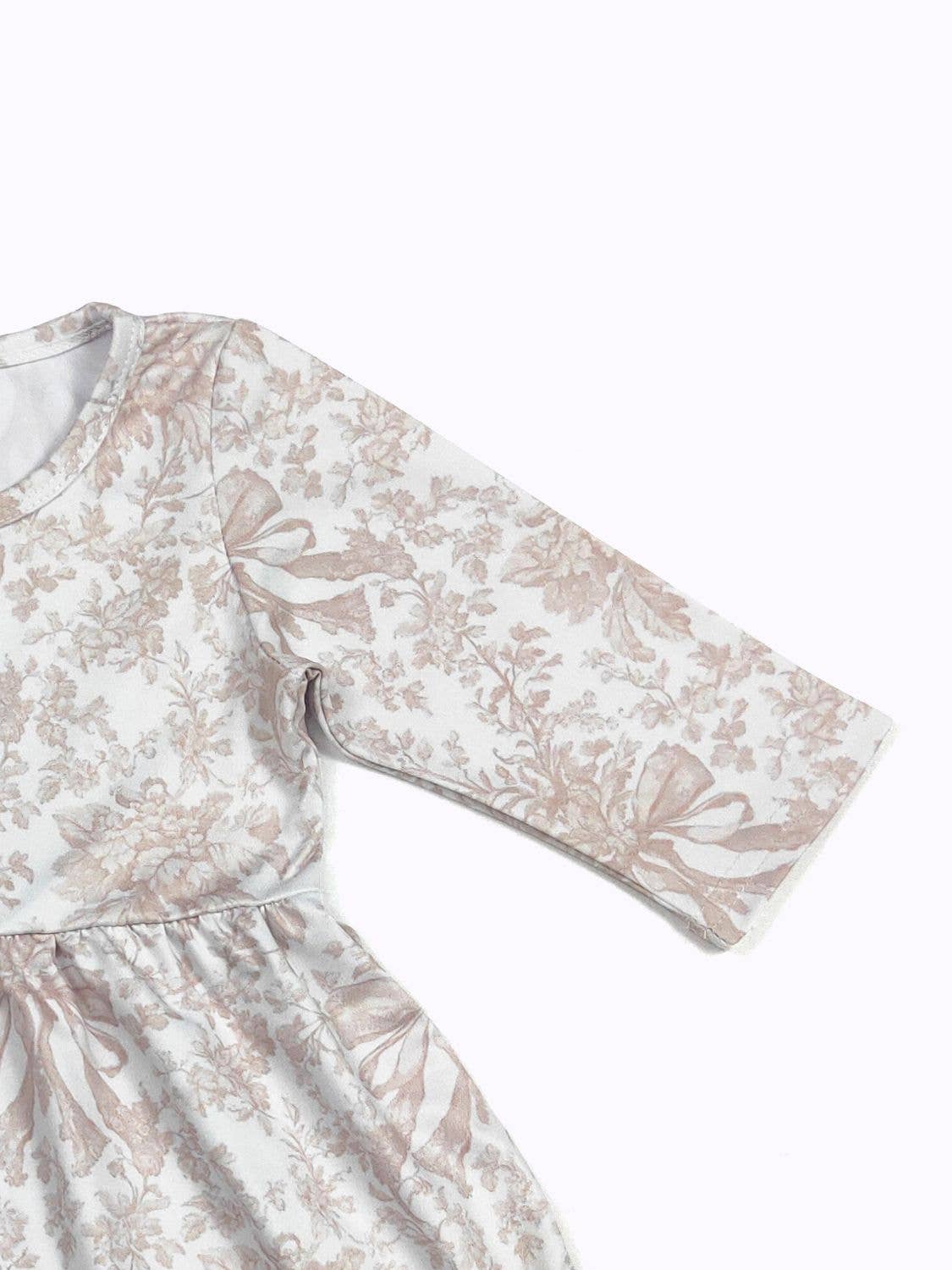 Clover Cottage - Fawn Damask Girls Dress