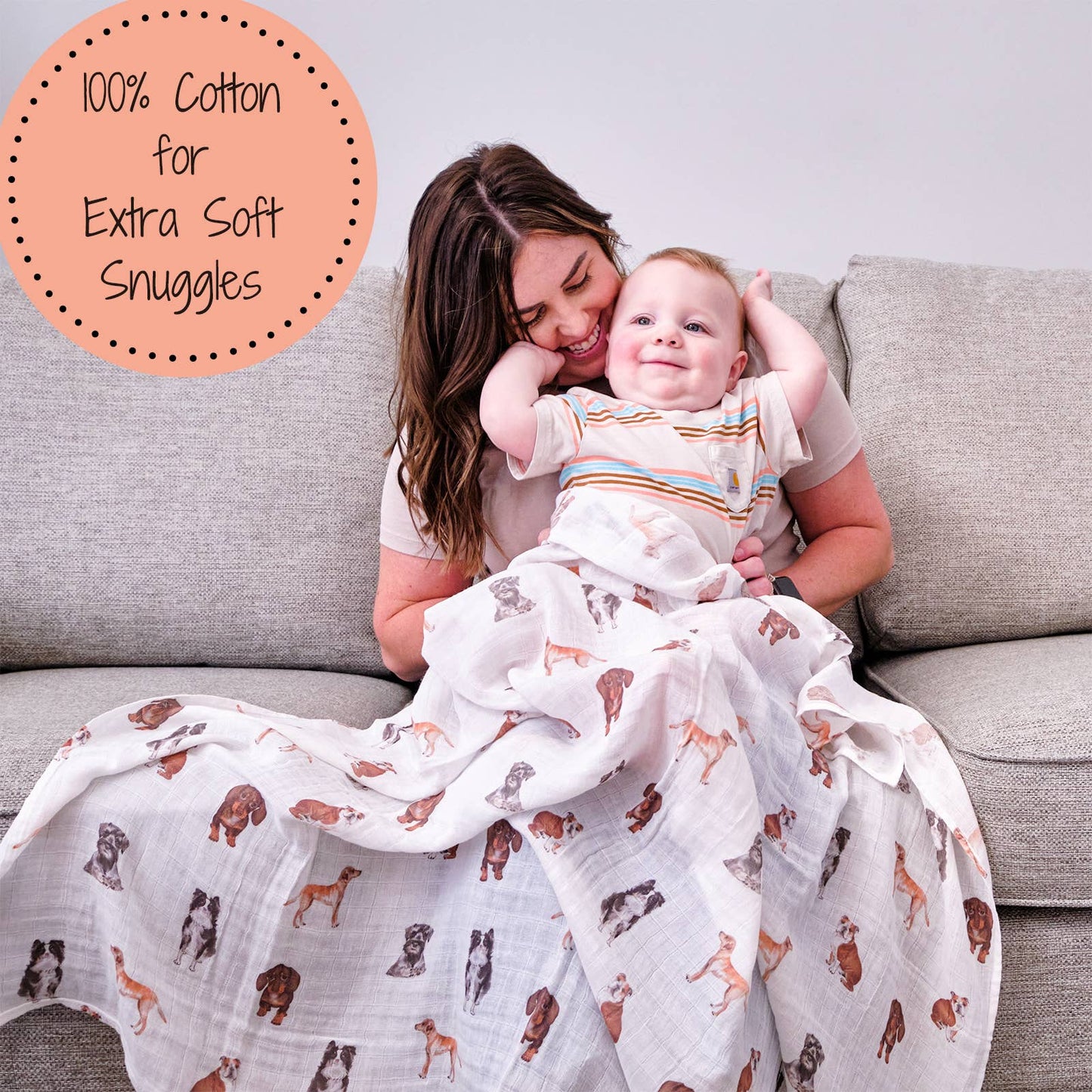 LollyBanks - Dog Print Baby Swaddle Blanket